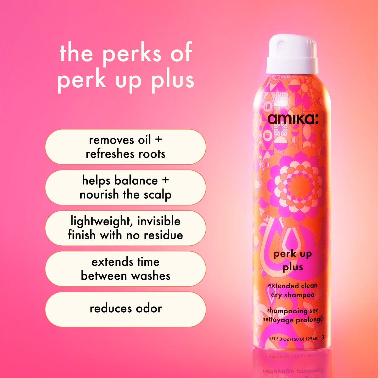 amika | perk up plus: extended clean dry shampoo (199ml)