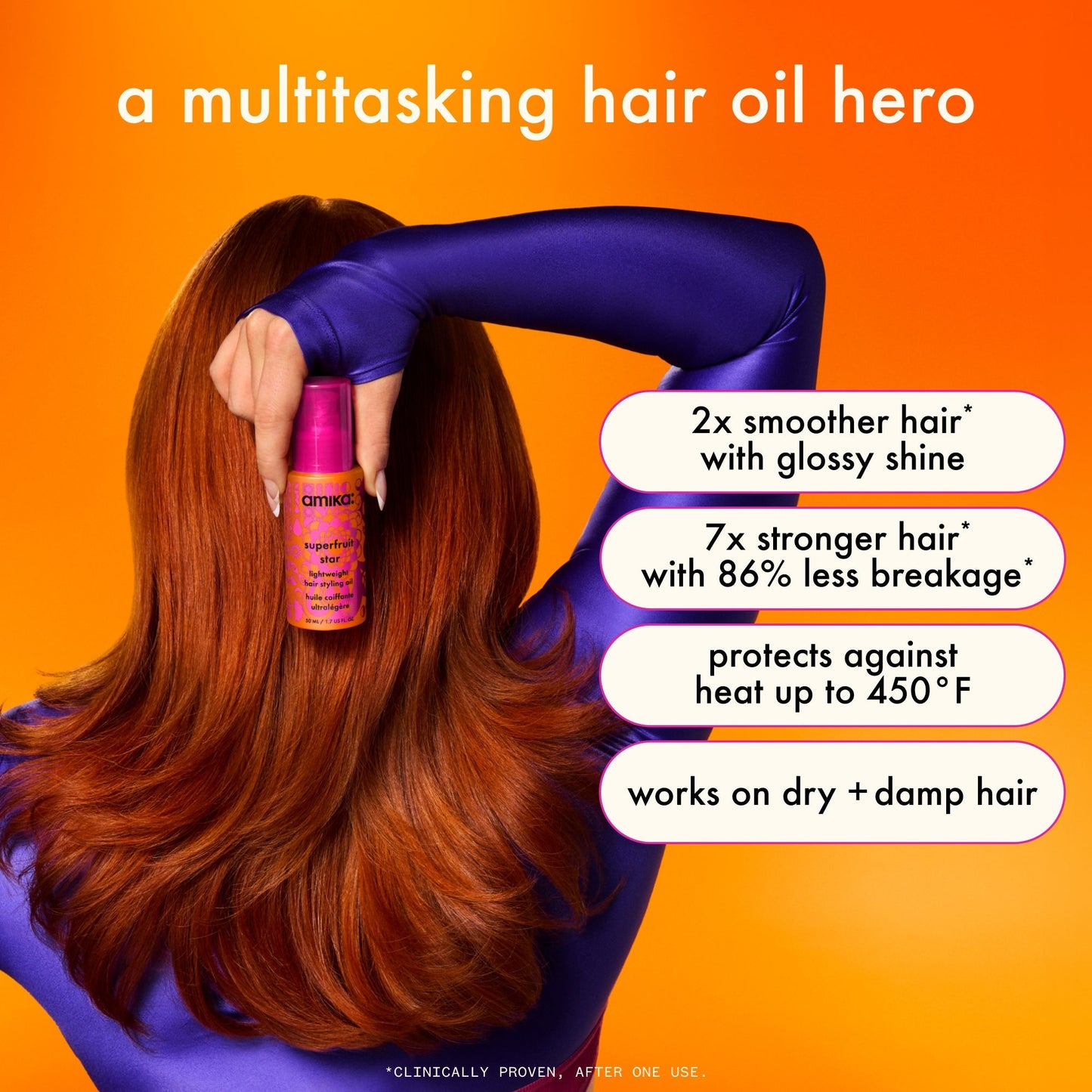 amika | superfruit star lightweight hair styling + heat defense oil (50ml)