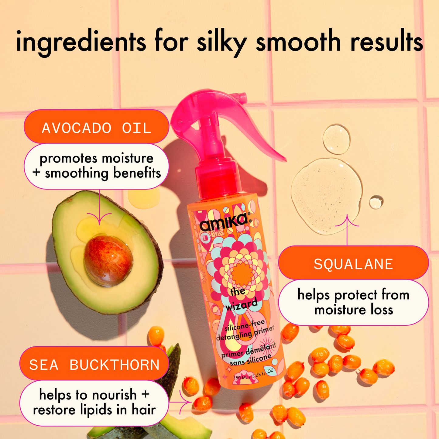 amika | the wizard silicone-free detangling hair primer (60ml)