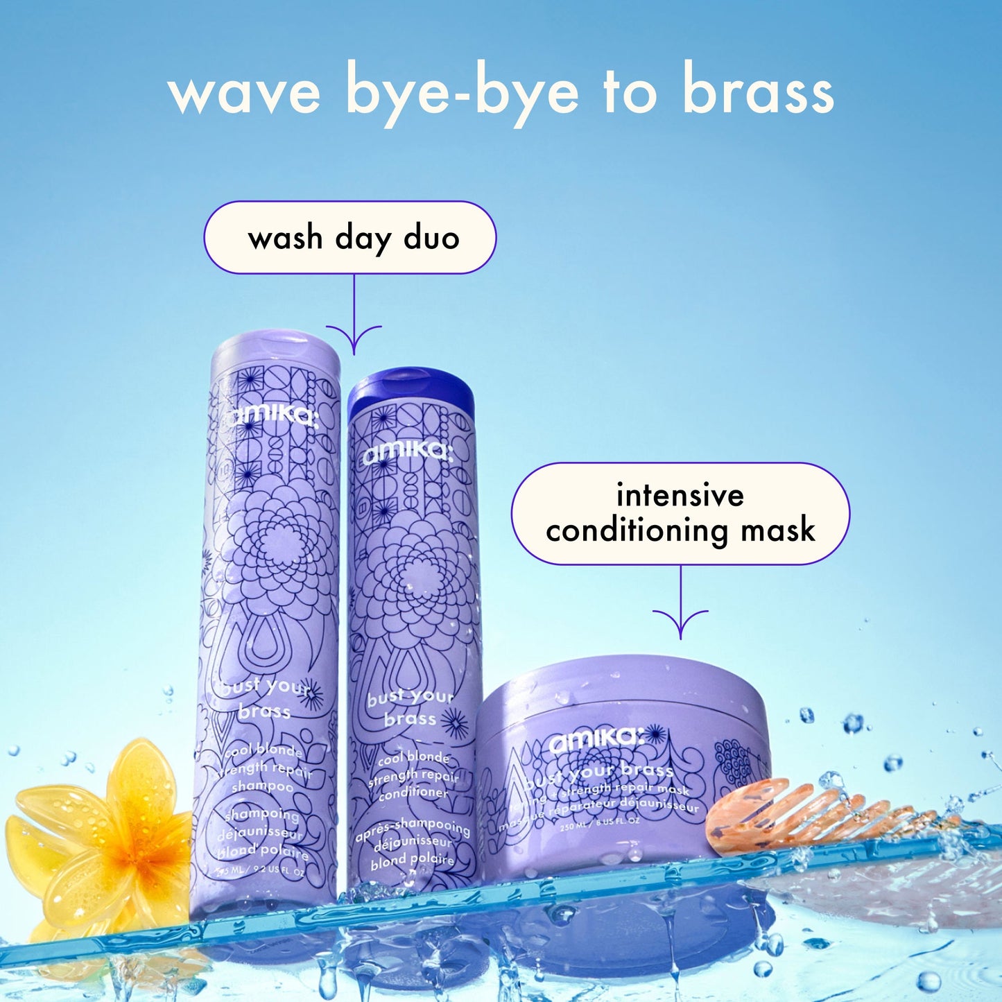 amika | bust your brass toning + strength repair mask (250ml)
