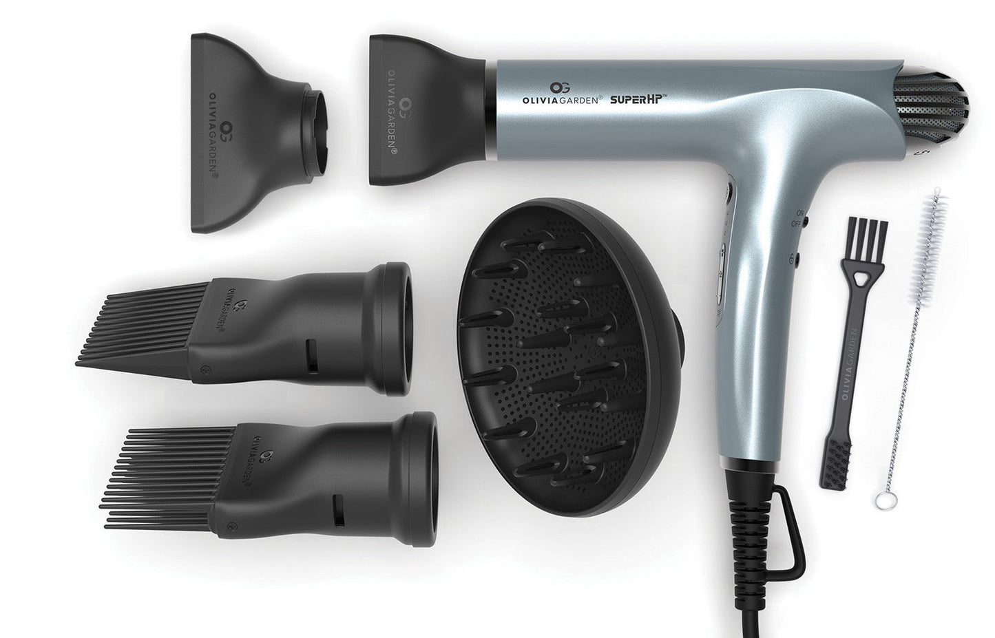 Olivia Garden | SuperHP Hair Dryer – Silver Blue