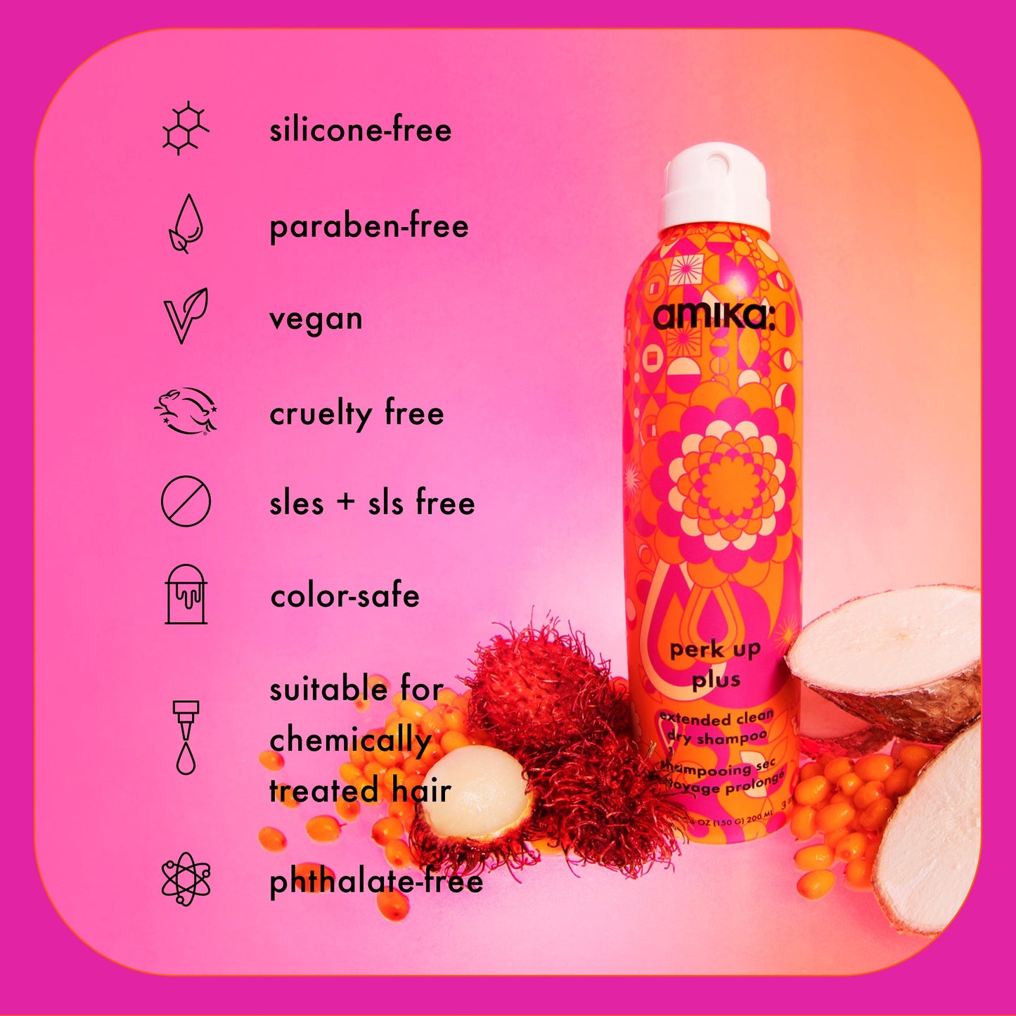 amika | perk up plus: extended clean dry shampoo (199ml)