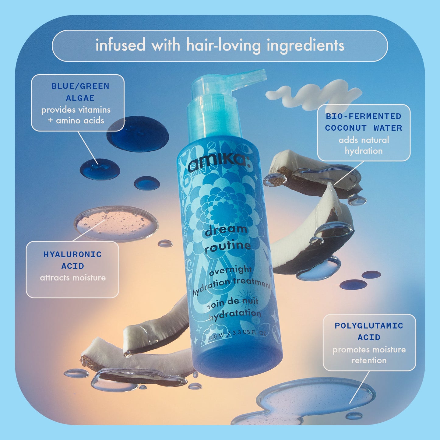 amika | dream routine overnight hydrating hair mask (100ml)
