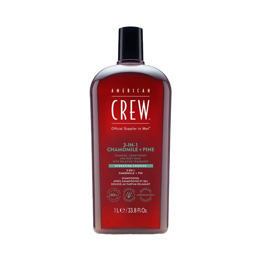American Crew | 3-in-1 Shampoo, Conditioner, and Body Wash – Chamomile + Pine (1L)