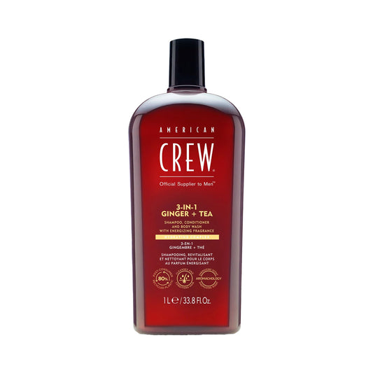 American Crew | 3-in-1 Shampoo, Conditioner, and Body Wash – Ginger + Tea (1L)