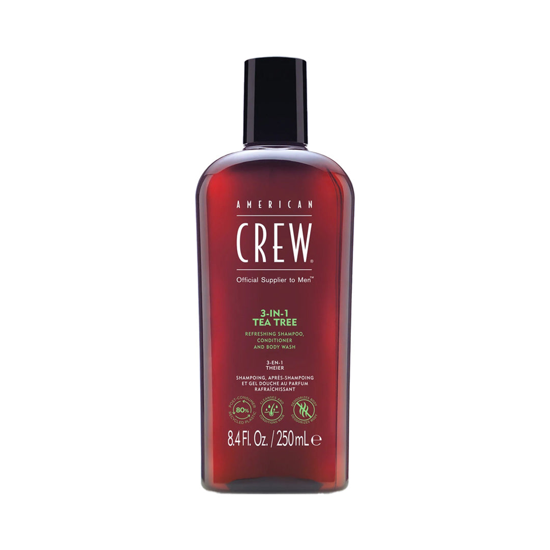American Crew | 3-in-1 Tea Tree Shampoo, Conditioner, and Body Wash for Men (250ml)