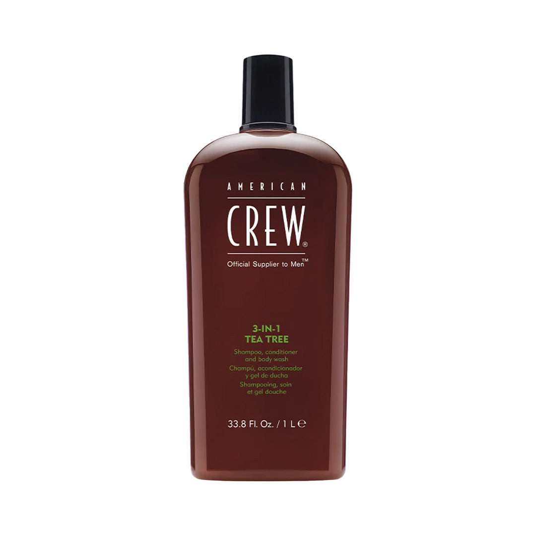 American Crew | 3-in-1 Tea Tree Shampoo, Conditioner, and Body Wash for Men (1L)