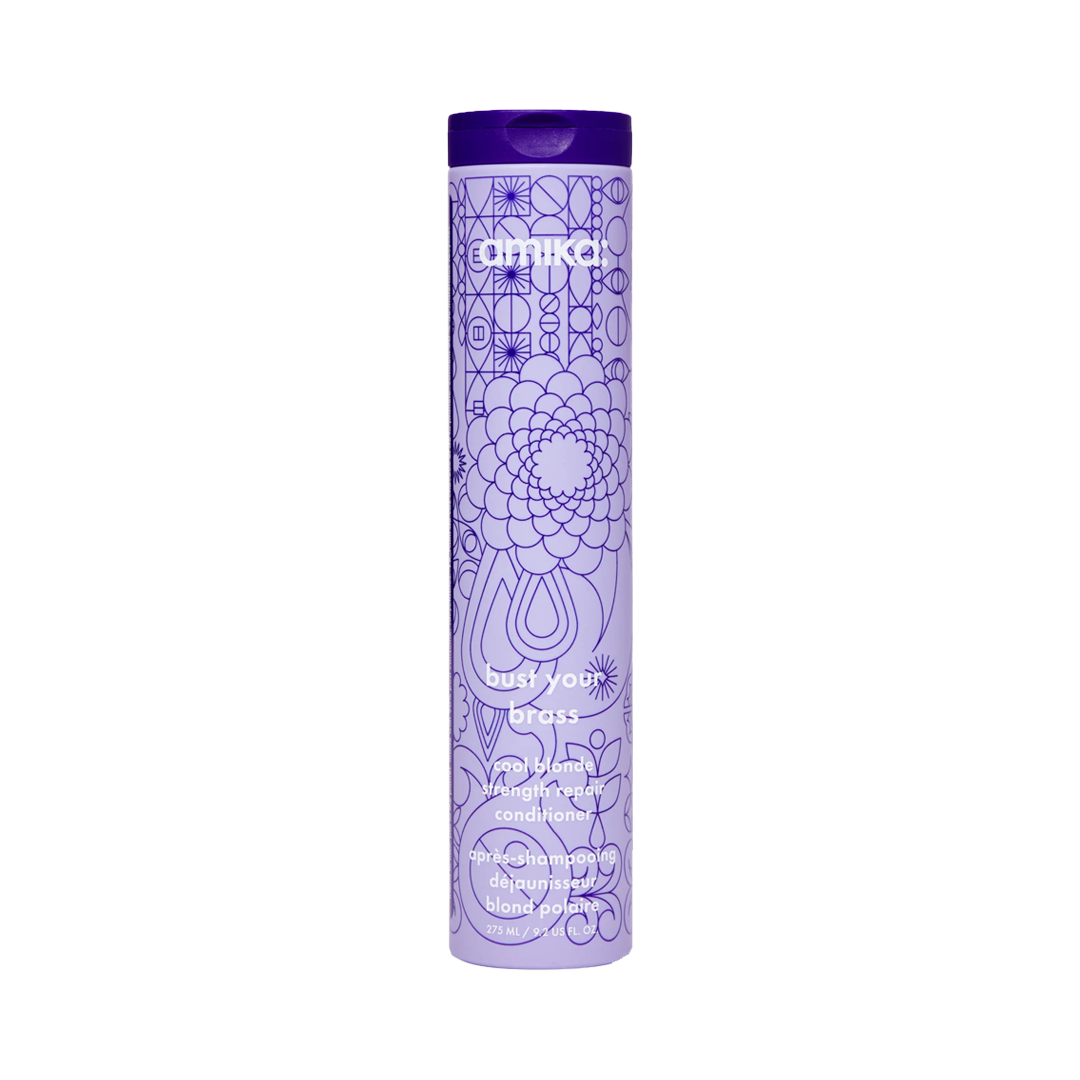 amika | bust your brass cool blonde strength repair conditioner (275ml)