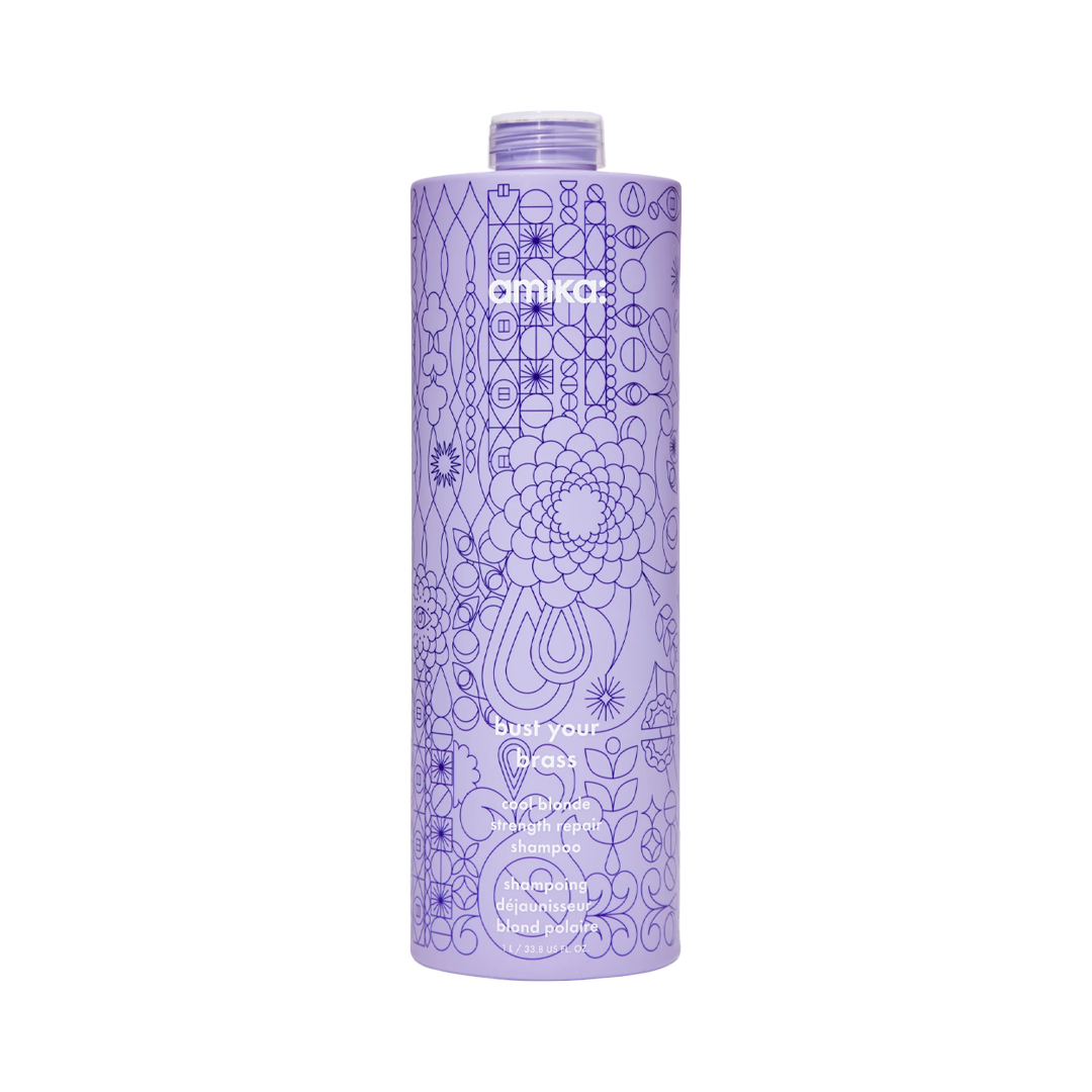 amika | bust your brass cool blonde strength repair shampoo (1L)