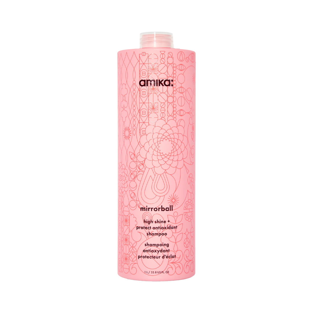 amika | mirrorball high shine + protect antioxidant shampoo (1L)