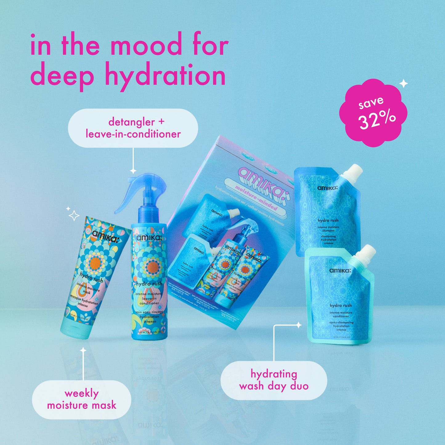 amika | moisture-minded hydration routine set