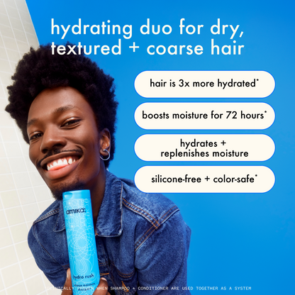 amika | hydro rush intense moisture shampoo (275ml)
