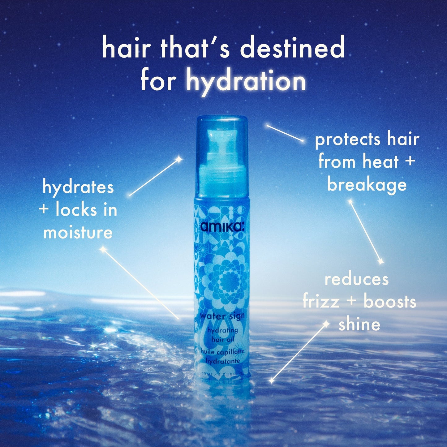 amika | water sign hydrating hair oil for dry hair (50ml)