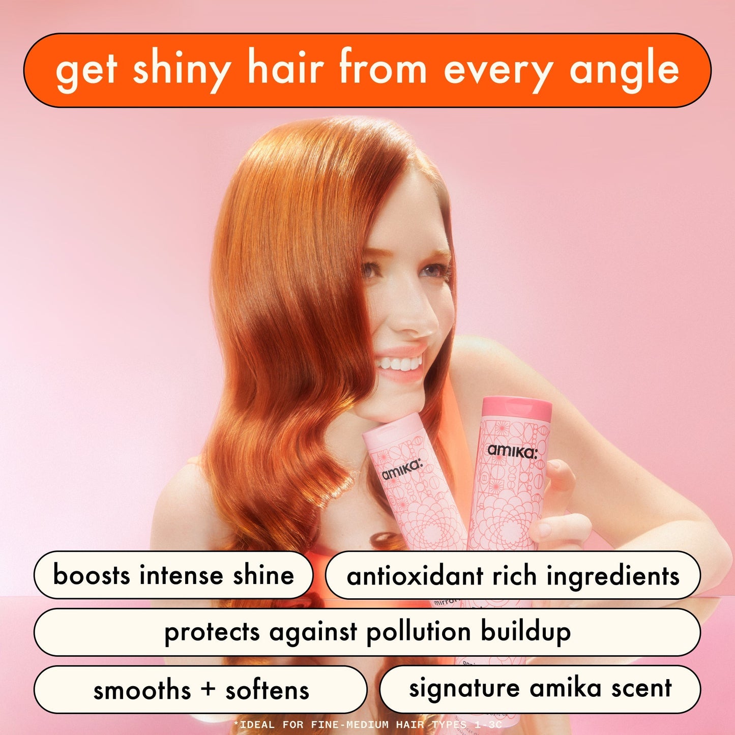 amika | mirrorball high shine + protect antioxidant shampoo (275ml)