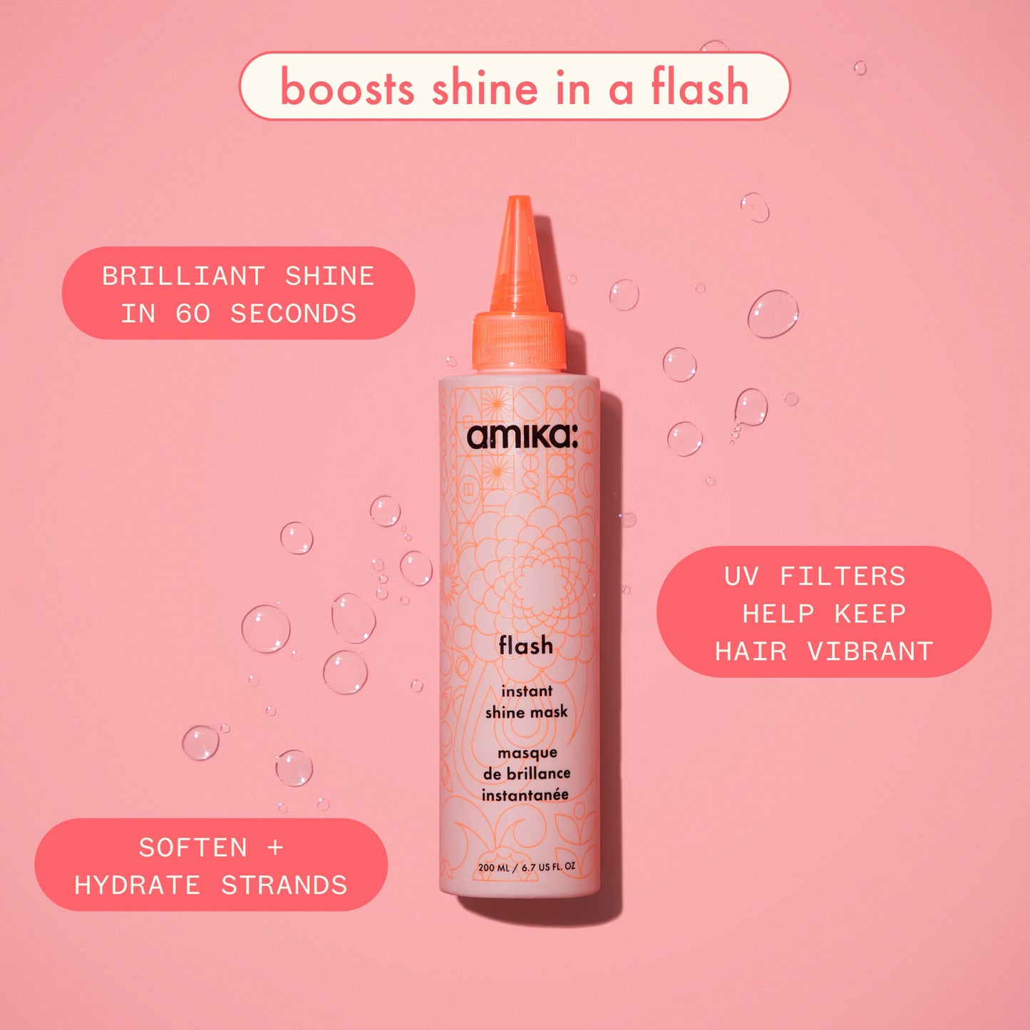 amika | flash instant shine mask for shiny hair (200ml)