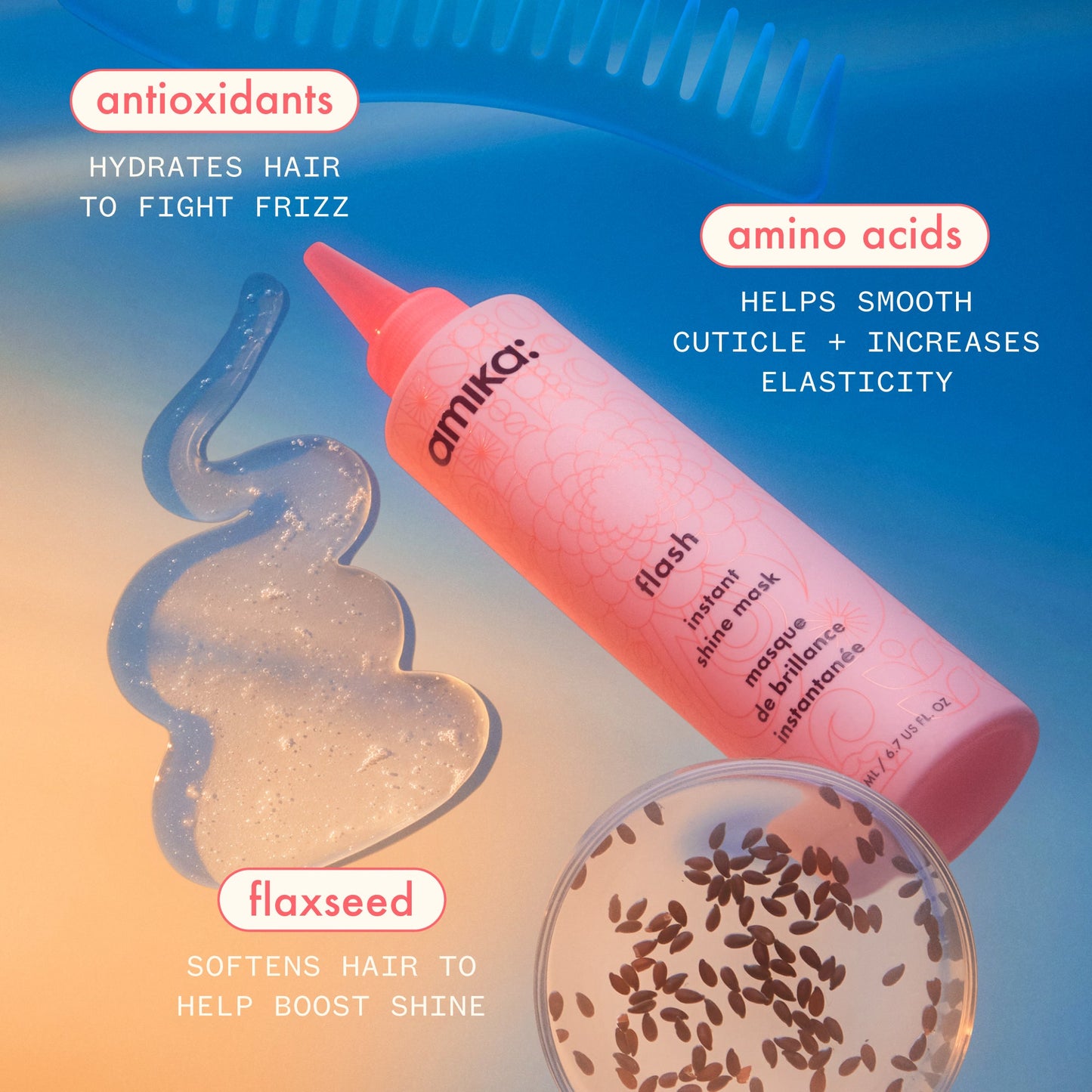 amika | flash instant shine mask for shiny hair (200ml)