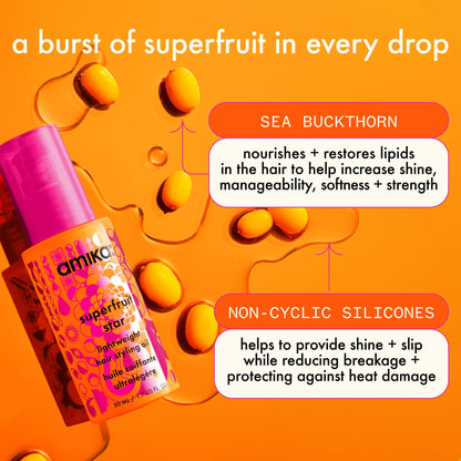 amika | superfruit star lightweight hair styling + heat defense oil (50ml)