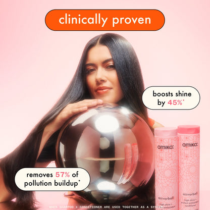 amika | mirrorball high shine + protect antioxidant shampoo (275ml)
