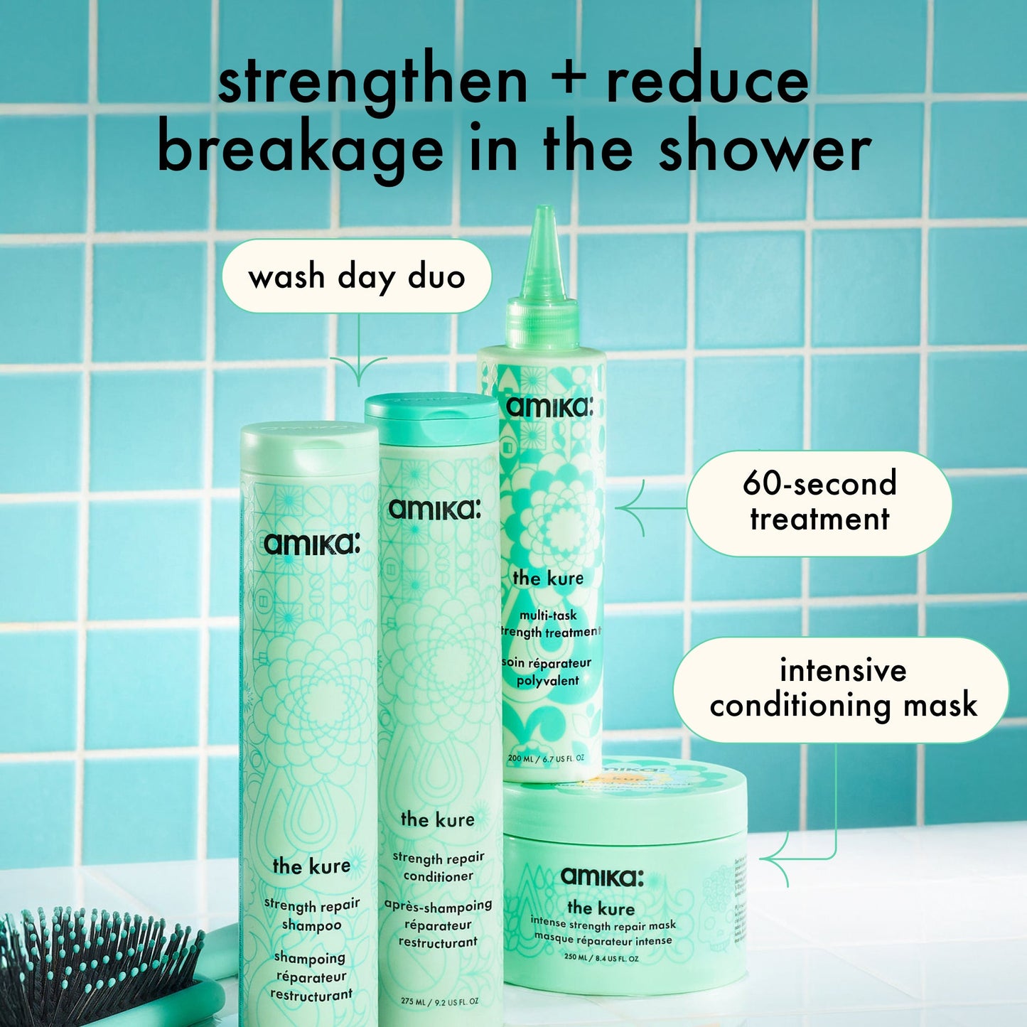 amika | the kure strength repair shampoo (500ml)