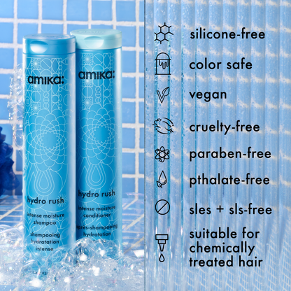 amika | hydro rush intense moisture shampoo (275ml)