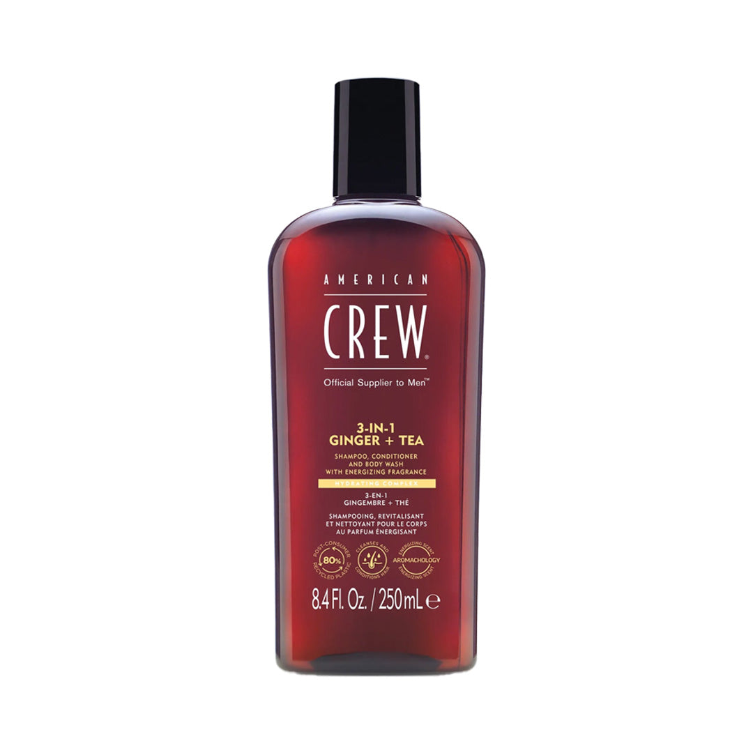 American Crew | 3-in-1 Shampoo, Conditioner, and Body Wash – Ginger + Tea (250ml)