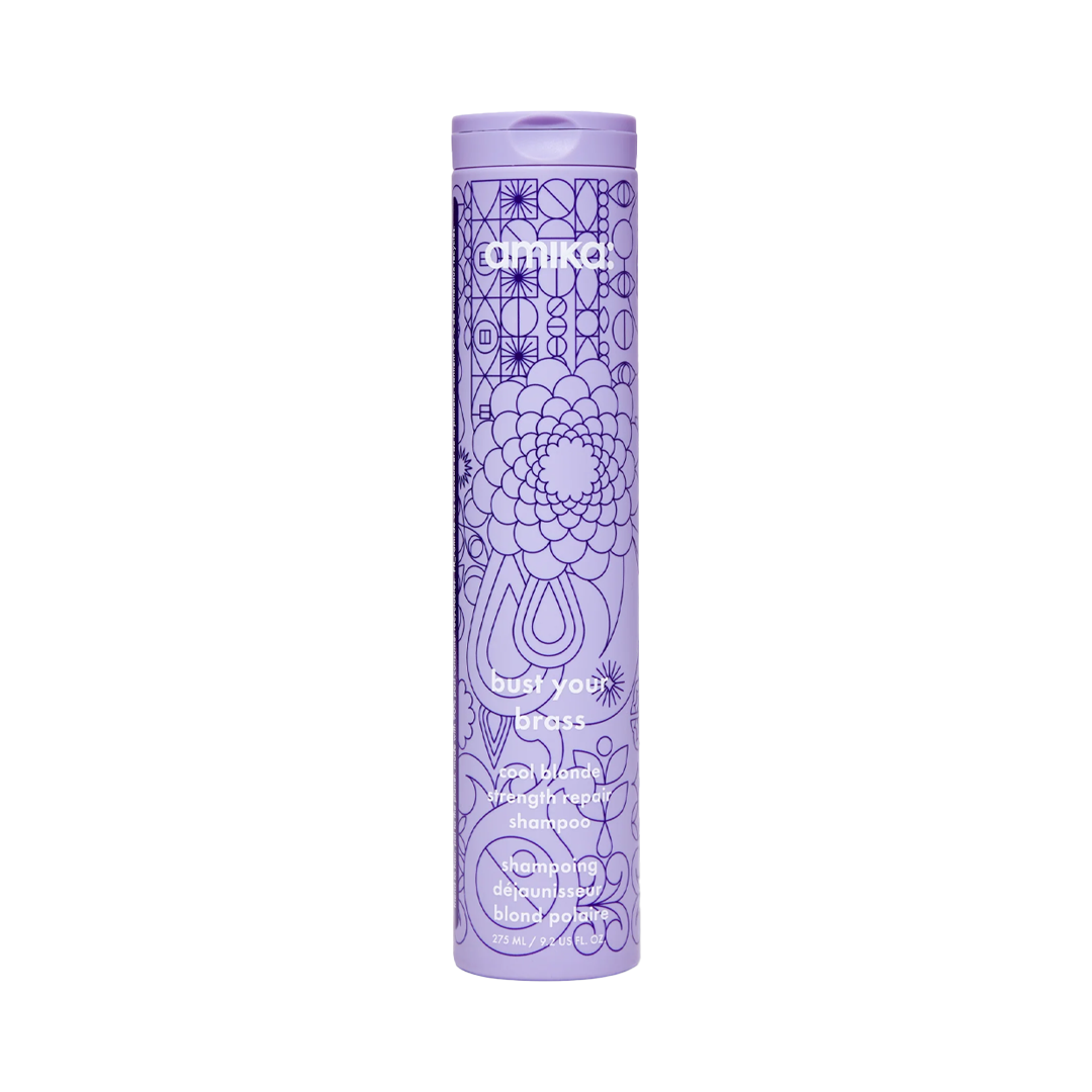 amika | bust your brass cool blonde strength repair shampoo (275ml)