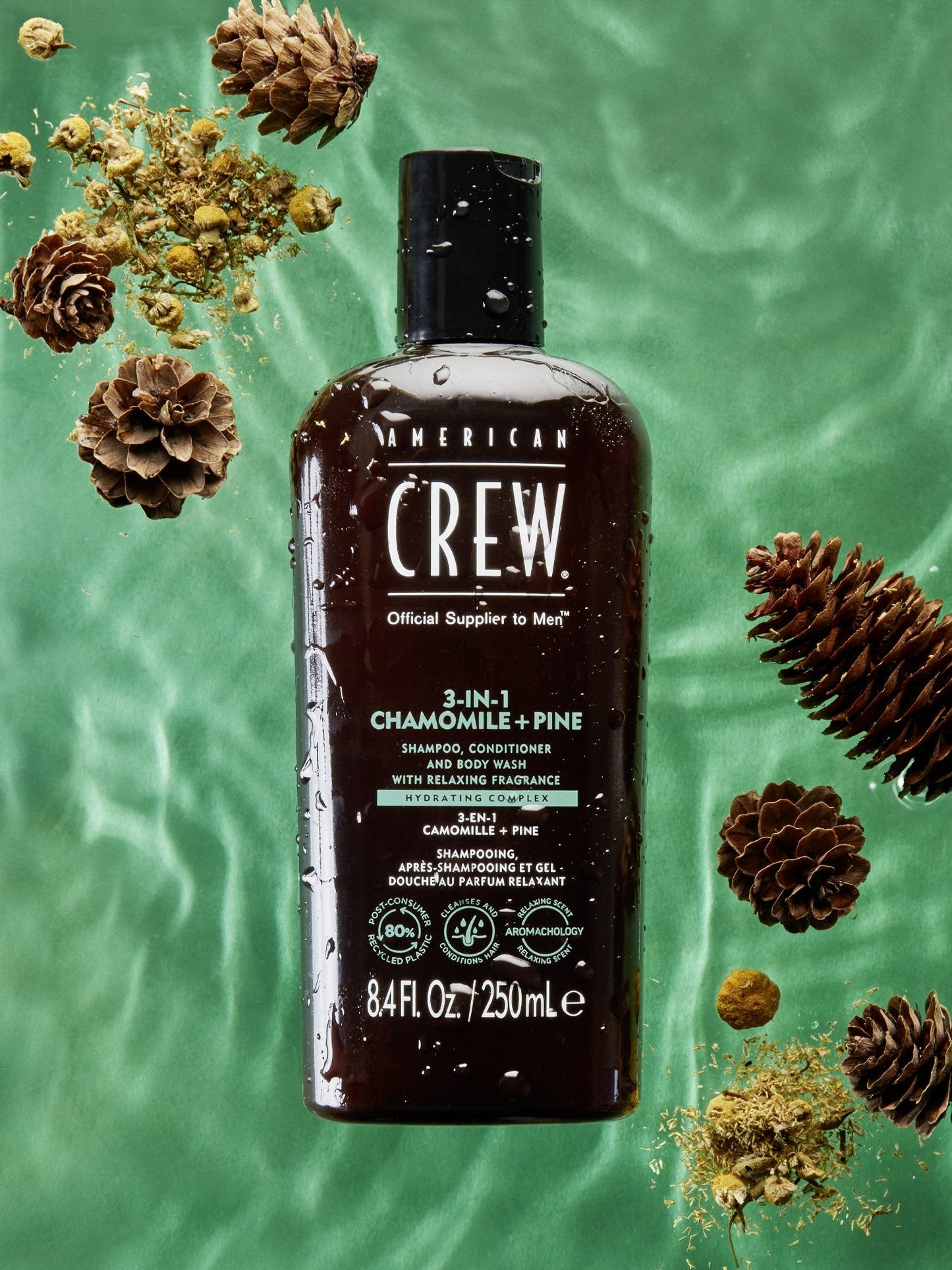 American Crew | 3-in-1 Shampoo, Conditioner, and Body Wash – Chamomile + Pine (250ml)