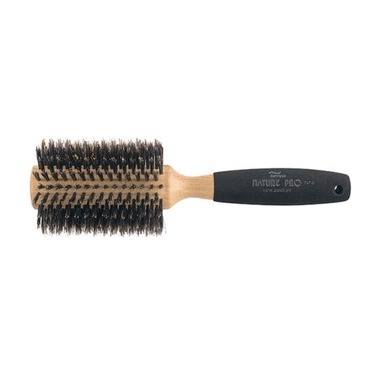 Dannyco | Circular Oakwood Brush - Natural Boar Bristles And Sponge Covered Handle Medium