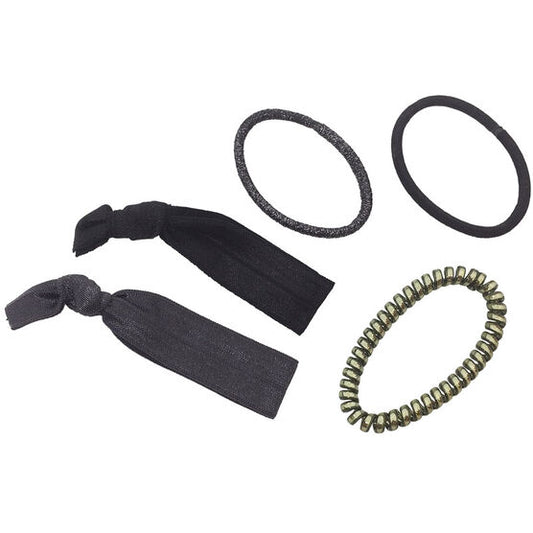 BaBylissPRO | Elastics Hair Ties 5/Pack w/ Black and Silver Tones