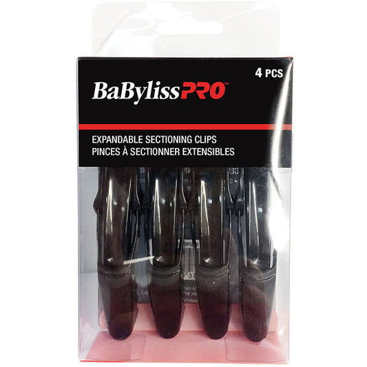 BaBylissPRO | Black Expandable Clips 4-1/2 Inch 4/ Pack